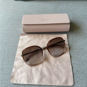Chloé Brown Gradient Square Sunglasses with Pink Case